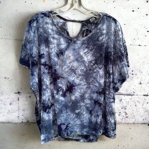 Art of Cloth S Lagenlook Art to Wear Tie Dyed Tee Shirt with Keyhole Back